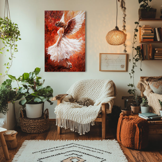 Angel Painting with Red Background