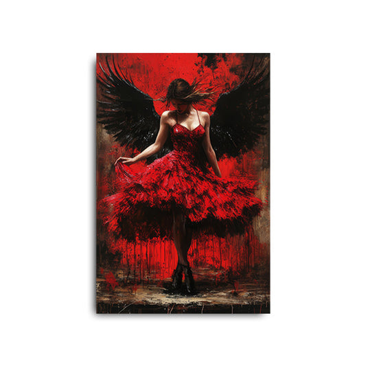 Angel in Red Dress Painting