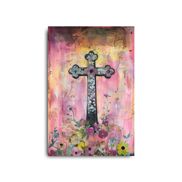 Christian Cross with Flowers