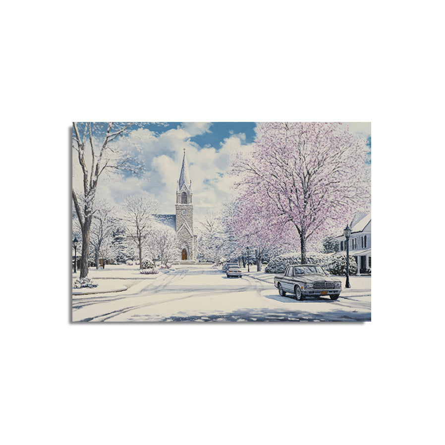 Church in Snowy Season Painting