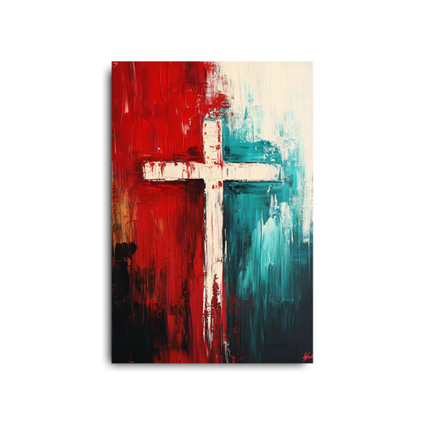 Cross Painting Red and Blue