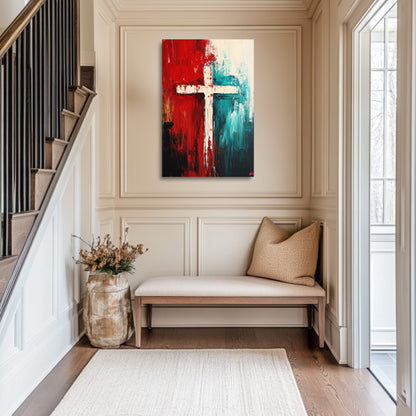 Cross Painting Red and Blue