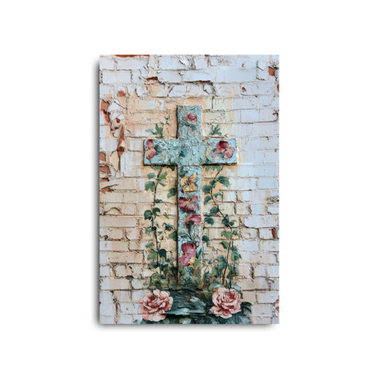 Cross Print on Brick Wall