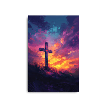 Cross at Purple Sunset