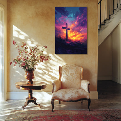 Cross at Purple Sunset