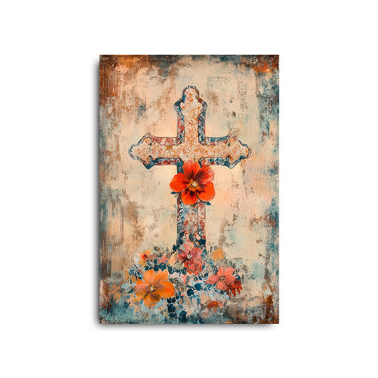 Cross with Red Flower