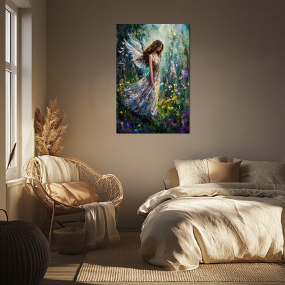 Flowers Meadow Angel Painting