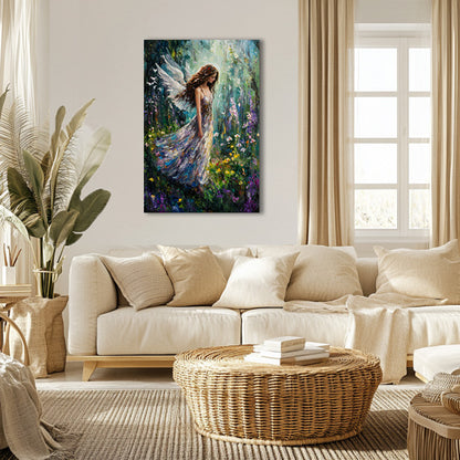 Flowers Meadow Angel Painting