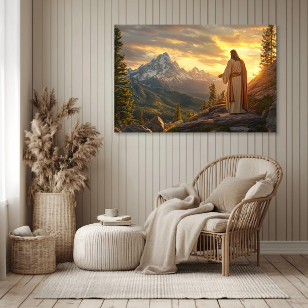 Jesus Overlooking Mountains