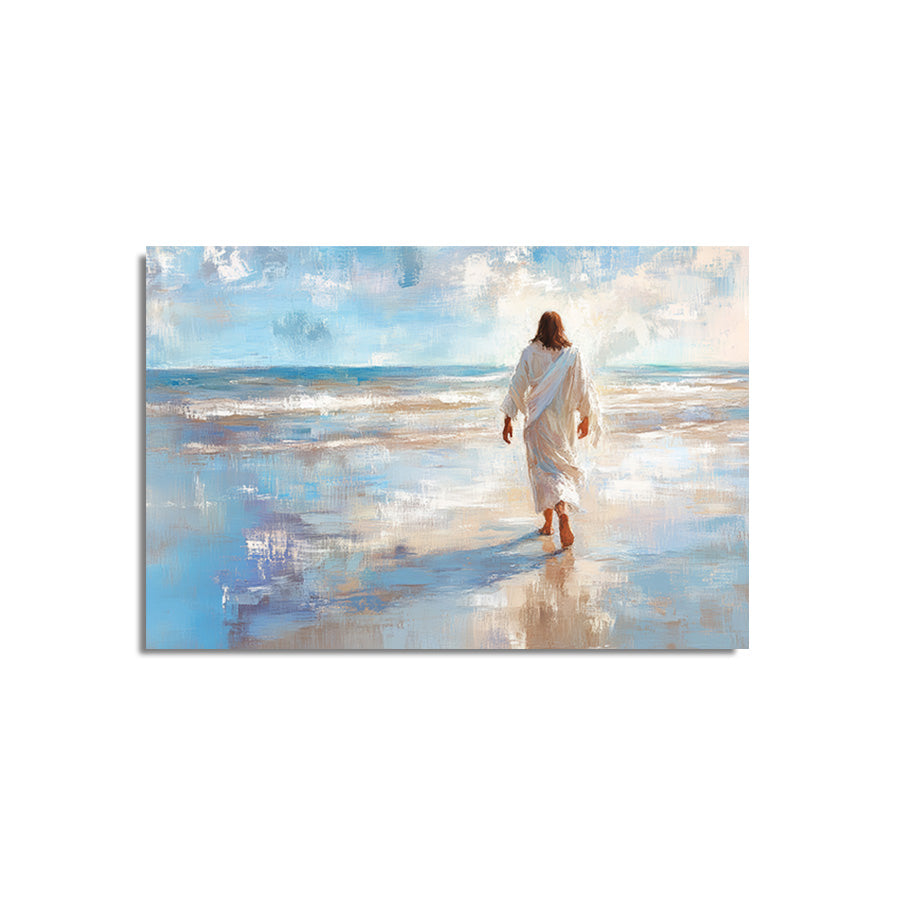 Jesus Walking Alone on Beach