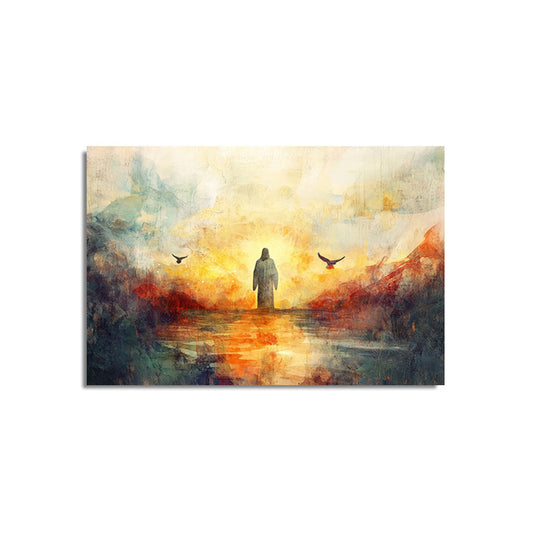 Jesus Water Color with Birds