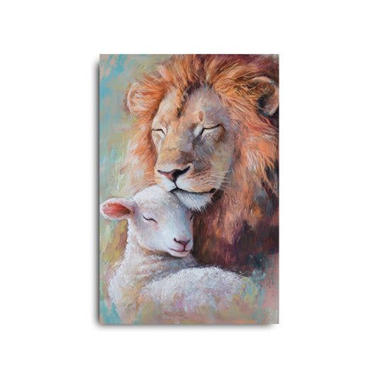 Lion Nuzzles Lamb