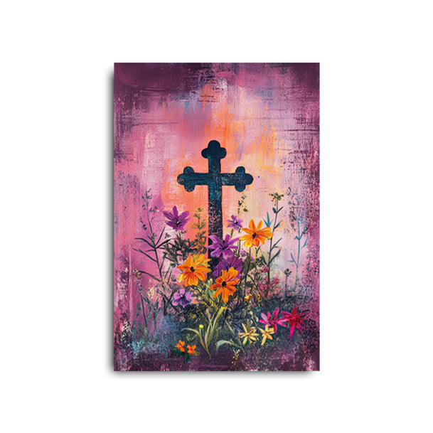 Magenta Christian Cross Art