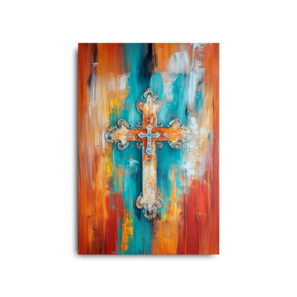 Multicolor Art Print of Cross