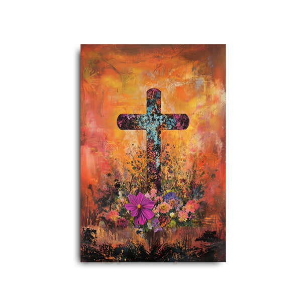 Orange Rustic Cross Print