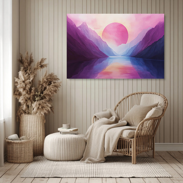 Purple Sunset in Mountains Art