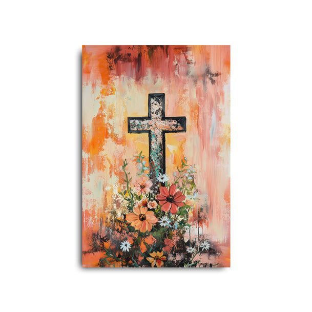 Simple Cross and Flowers