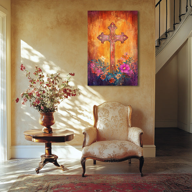 Stylish Boho Print of Christian Cross